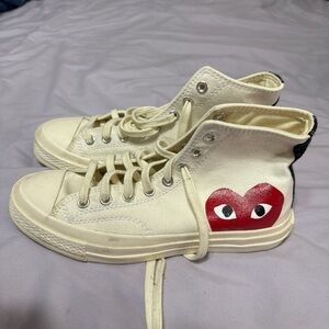 Converse Cream and Red High-Top Sneakers